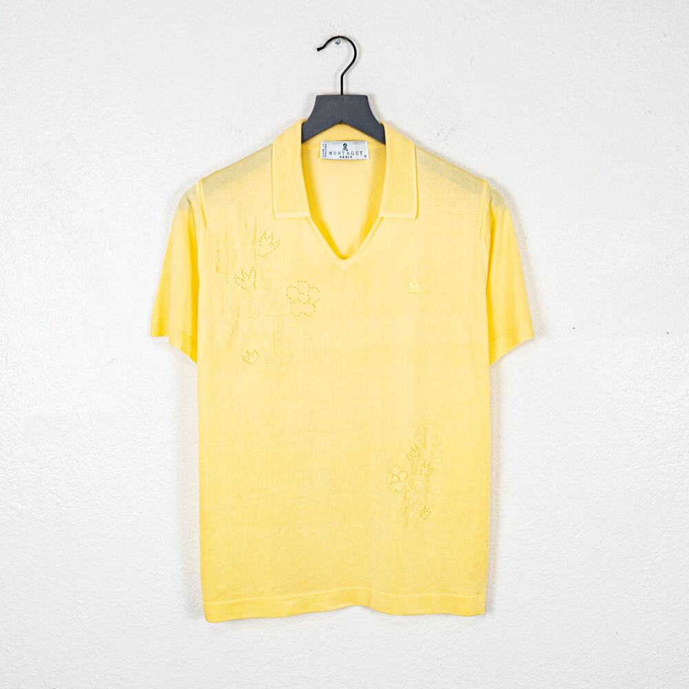 MONTAGUT Paris Fil Lumiere Floral Patern Polo shirt in Yellow